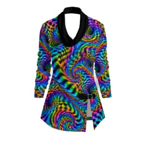 Kaleidowhorl Draped Long Sleeve Top