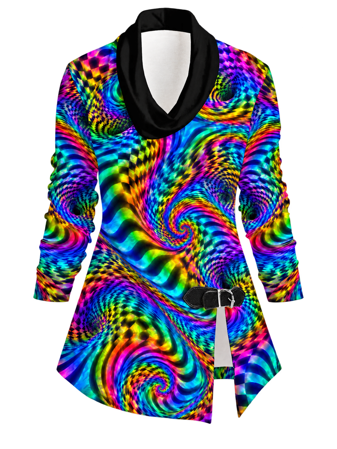 Kaleidowhorl Draped Long Sleeve Top